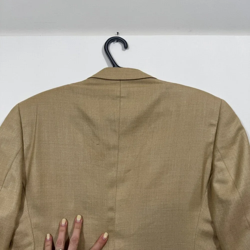Black Brown 1826 Men's Blazer Tan Silk Wool Linen 40L Never Worn Quiet Luxury